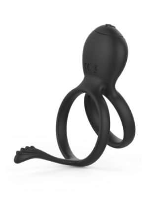 PEPIN, Cockring à double anneaux dans un silicone médical doux avec 1 mode de vibration - COR032BLK